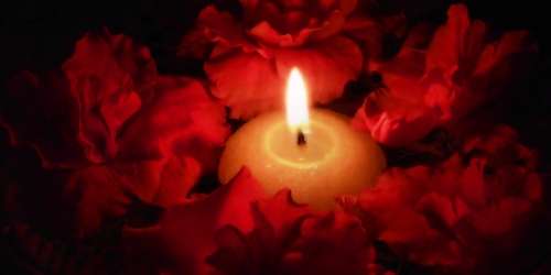 Romantisches Dinner bei Kerze & Rosen